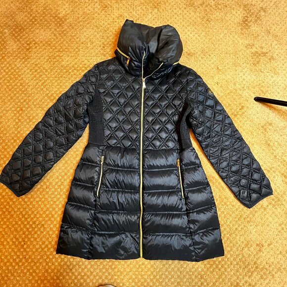 Michael Kors Jacket Women's L Navy Packable Down Fill Hooded Puffer Coat Long - Picture 13 of 16